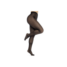 Collant résille noire transparent imprimé 